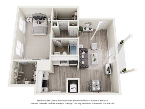 Floor plan for 1 bed, 1 bath